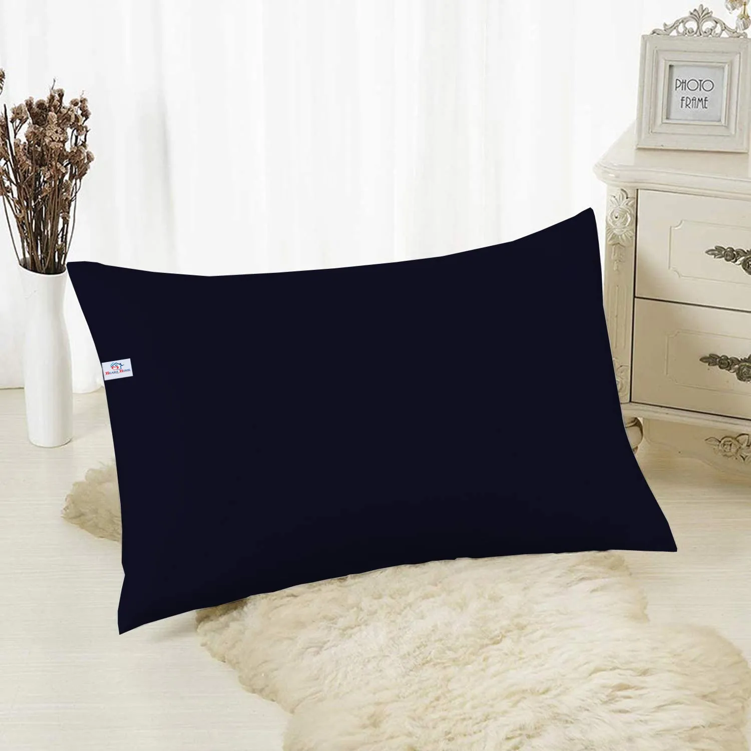 Heart Home Comfort Microfiber Filled Pillow for Bed Room, 16"x24" (Blue)