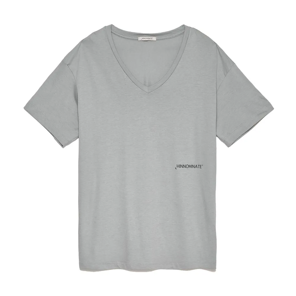 Hinnominate Chic V-Neck Logo Tee in Heather Gray