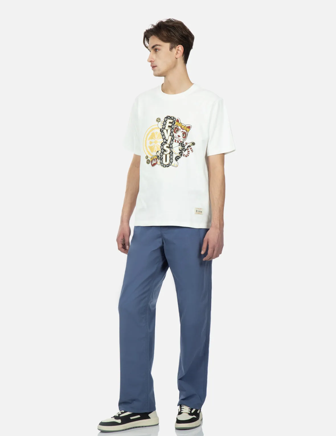 Kamon and Fortune Cat Print T-shirt