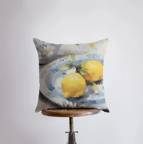 Lemon Plate Still Life | Gouache Painting | Fruit | Citrus | Food Pillow | Throw Pillow | Home Decor | Gift for Her | Pillow Cover