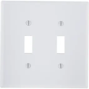 Leviton 2-Gang Plastic Toggle Switch Wall Plate, White