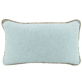 Light Blue Rope Trimmed Linen Cushion - 30cm x 50cm