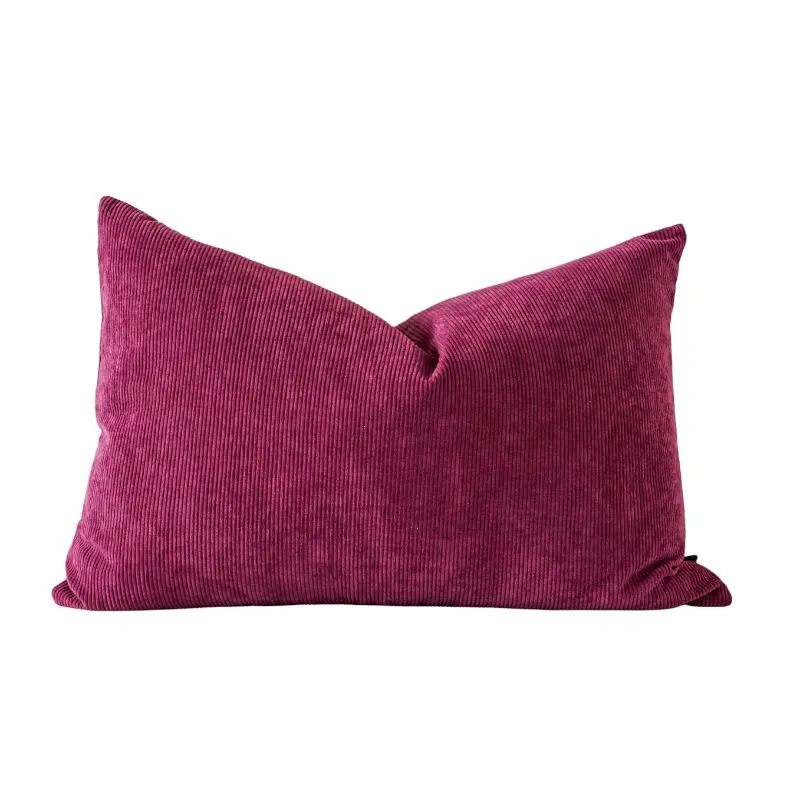 Magenta Corduroy Feather Insert Indoor Cushion - 60cm x 40cm