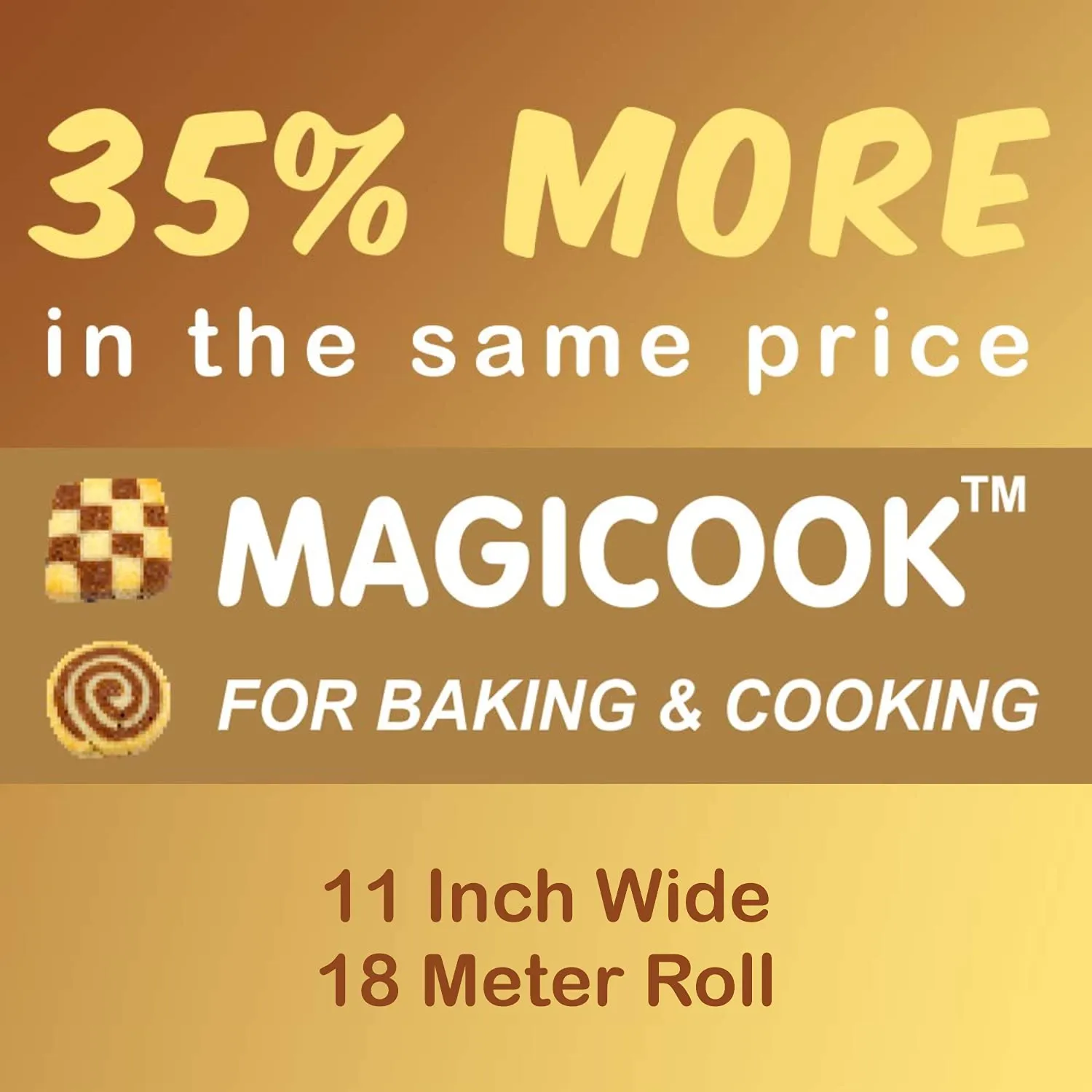 Magicook Brown Baking & Wrapping Paper Roll (Unbleached and Chlorine Free) 11 inch Width X 18 Meters Long - SBBR-B18