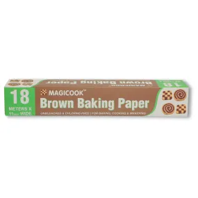 Magicook Brown Baking & Wrapping Paper Roll (Unbleached and Chlorine Free) 11 inch Width X 18 Meters Long - SBBR-B18