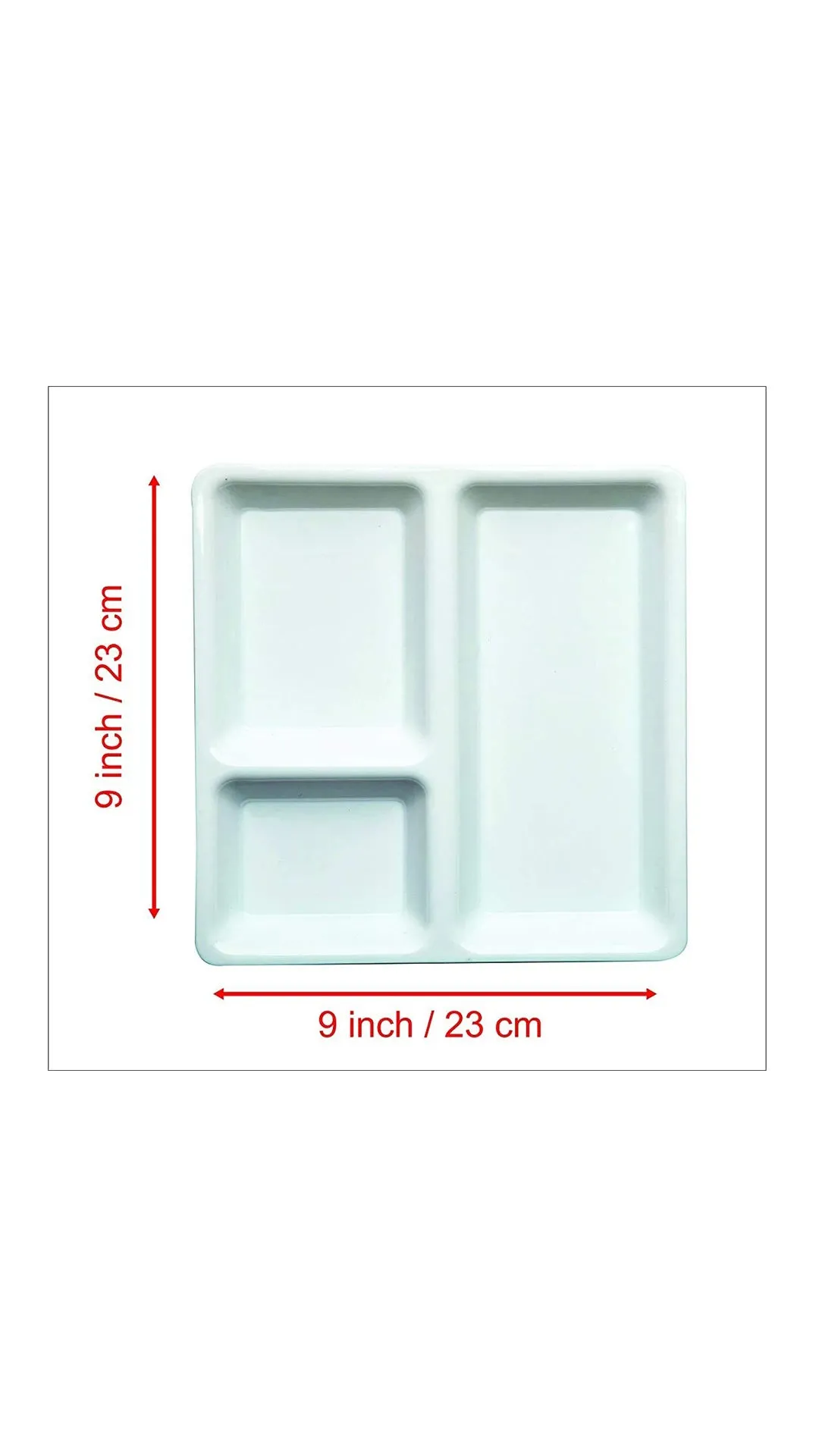 Multicolor Plastic 3 in,1 Compartment Pav Bhaji Plate White Color.