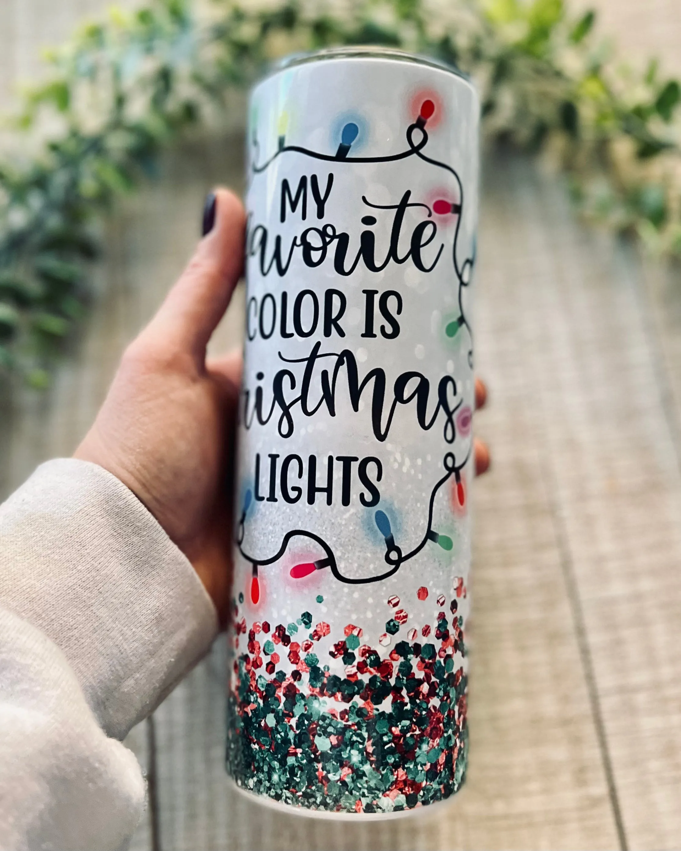 my favorite color is christmas lights | 20oz slim tumbler