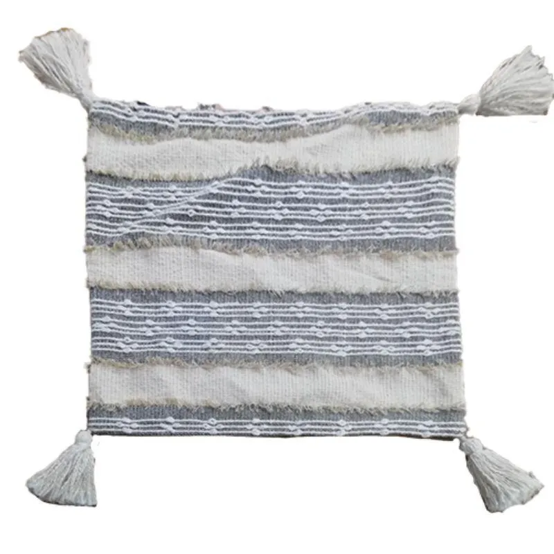 Natural Hand Woven & Embellished Cotton Cushion 2 - 45cm