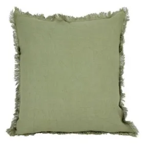 Olive Ripley Waffle Cushion with Fringing - 50cm x 50cm