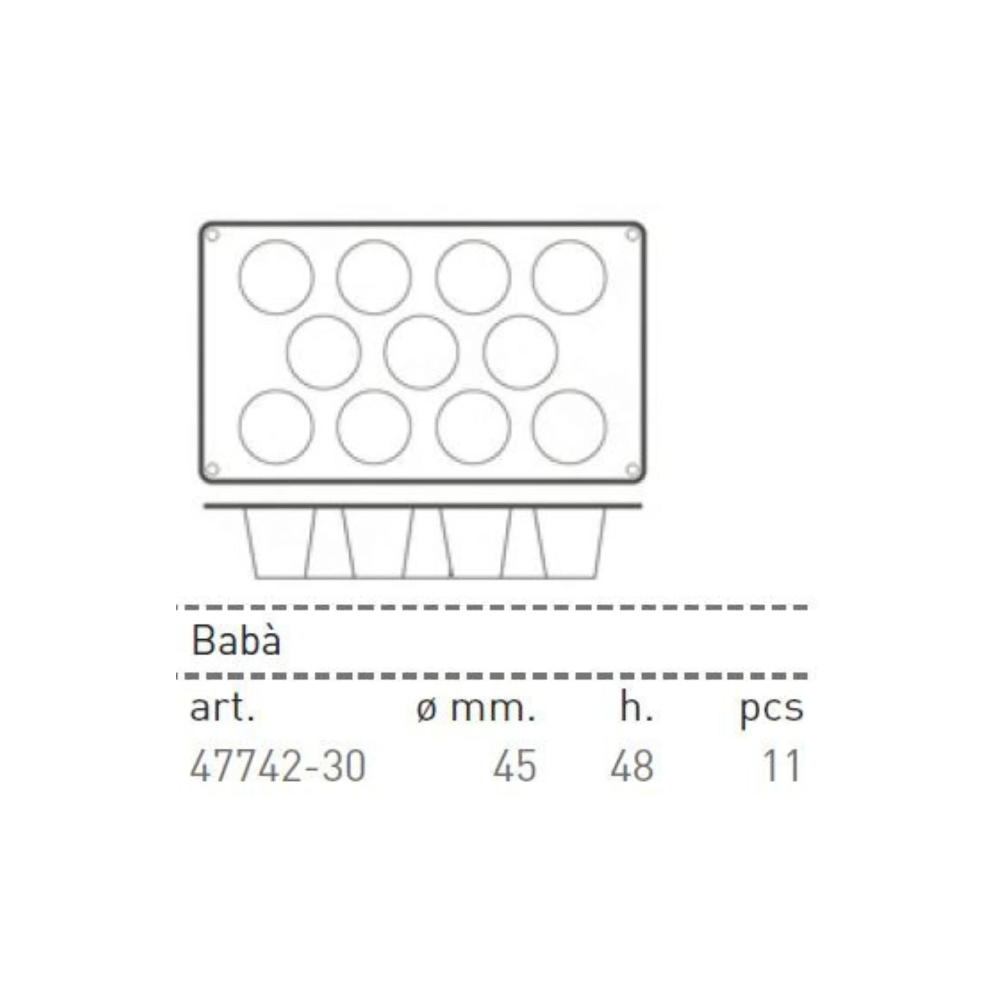 Paderno Flexible Non-Stick Baking Mould -  Baba 45 x 48mm