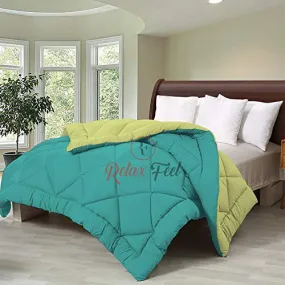 Relaxfeel 250 GSM Luxury 5 Star Microfibre Reversible Soft Plain Quilted 90x100 Inch Double Bed Comforter/Quilt/Duvet/Razai/Rajai (Parrot Green and Sea Green)