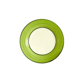 Salad Plate Set - Set of 4 - White & Lime Green | Spree Pattern