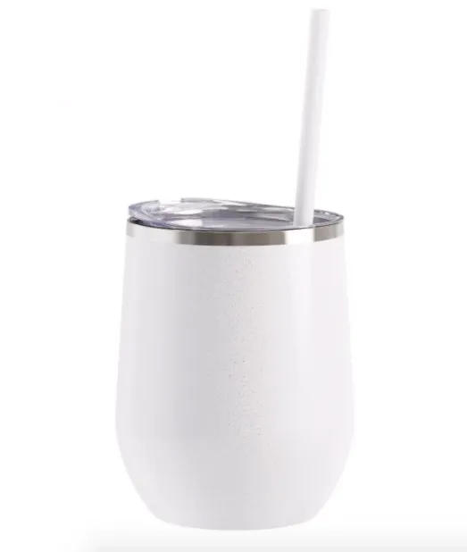 SALE!!!! Wine Tumbler - 12 Oz Steel Wine Tumbler, Double Wall Stainless Tumbler with Lid & Straw