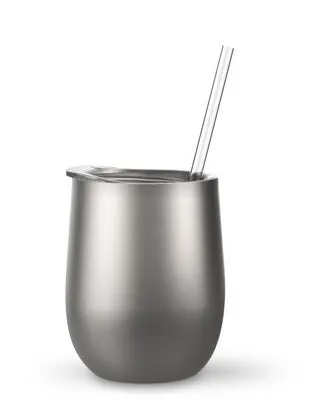 SALE!!!! Wine Tumbler - 12 Oz Steel Wine Tumbler, Double Wall Stainless Tumbler with Lid & Straw