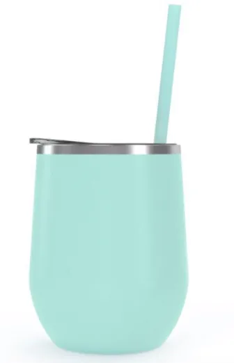 SALE!!!! Wine Tumbler - 12 Oz Steel Wine Tumbler, Double Wall Stainless Tumbler with Lid & Straw