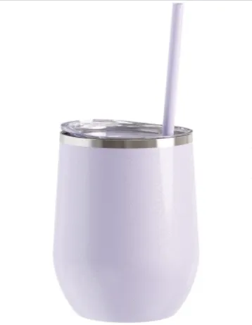 SALE!!!! Wine Tumbler - 12 Oz Steel Wine Tumbler, Double Wall Stainless Tumbler with Lid & Straw