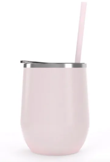 SALE!!!! Wine Tumbler - 12 Oz Steel Wine Tumbler, Double Wall Stainless Tumbler with Lid & Straw