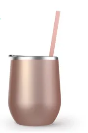 SALE!!!! Wine Tumbler - 12 Oz Steel Wine Tumbler, Double Wall Stainless Tumbler with Lid & Straw