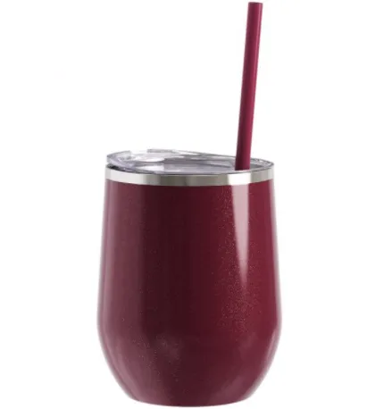 SALE!!!! Wine Tumbler - 12 Oz Steel Wine Tumbler, Double Wall Stainless Tumbler with Lid & Straw