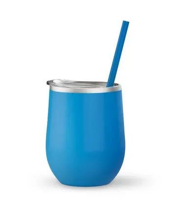 SALE!!!! Wine Tumbler - 12 Oz Steel Wine Tumbler, Double Wall Stainless Tumbler with Lid & Straw