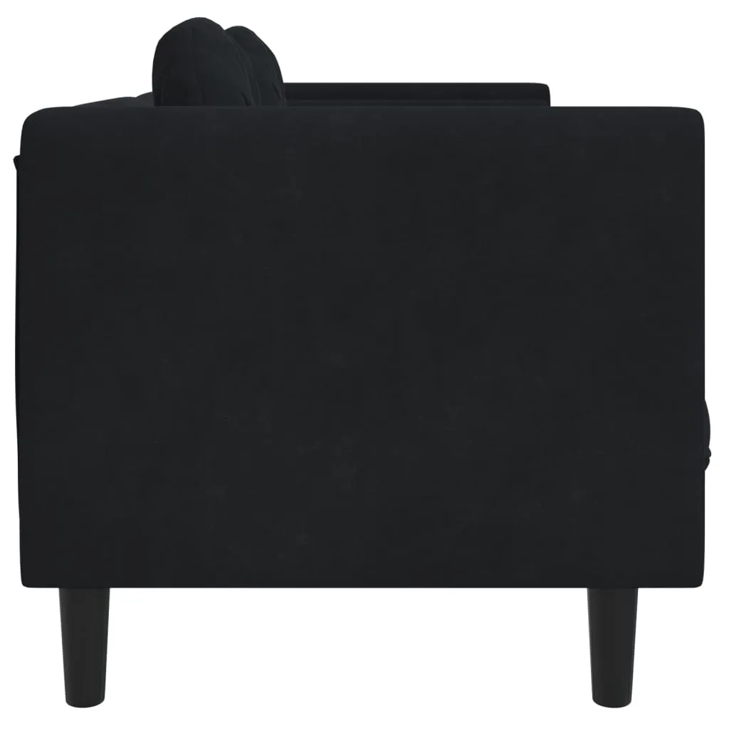 Sofa with Cushions 2-Seater Black Velvet