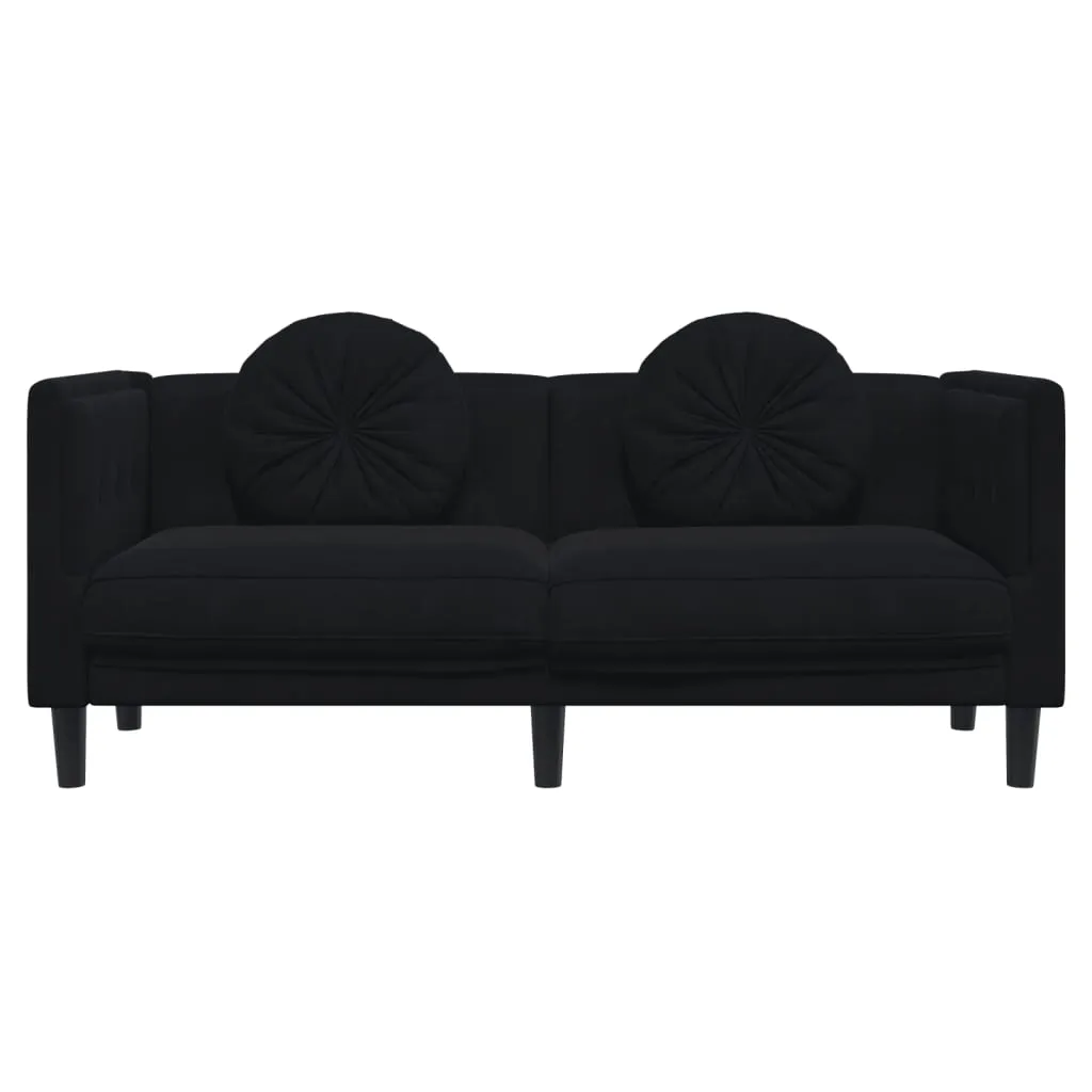 Sofa with Cushions 2-Seater Black Velvet