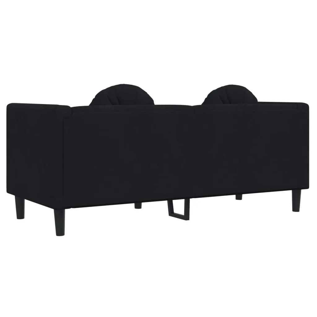 Sofa with Cushions 2-Seater Black Velvet