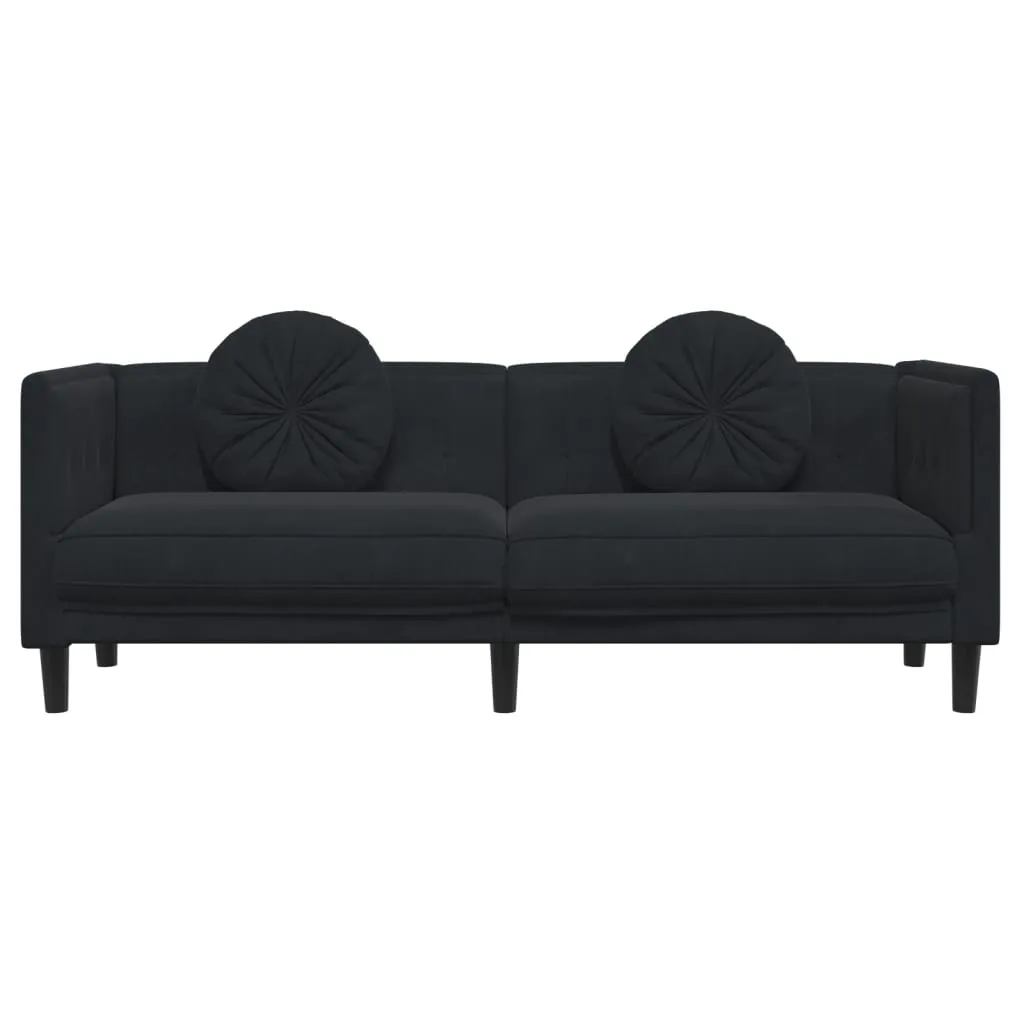 Sofa with Cushions 3-Seater Black Velvet