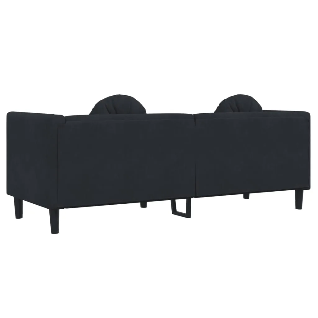 Sofa with Cushions 3-Seater Black Velvet