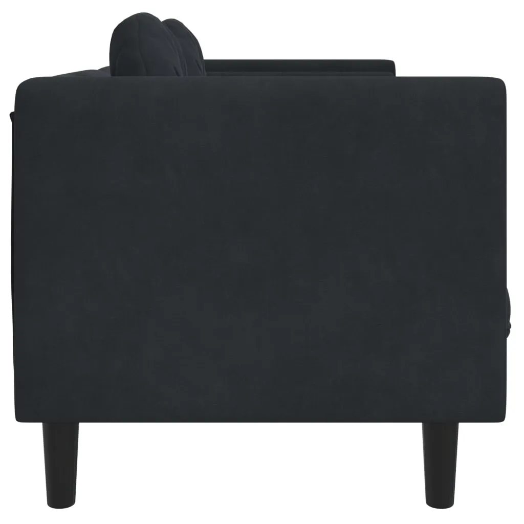 Sofa with Cushions 3-Seater Black Velvet