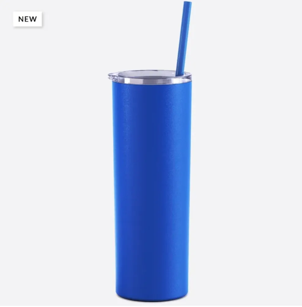 Steel Skinny Tumbler - 20 Ounce Powder Coated Stainless Steel Skinny Tumbler