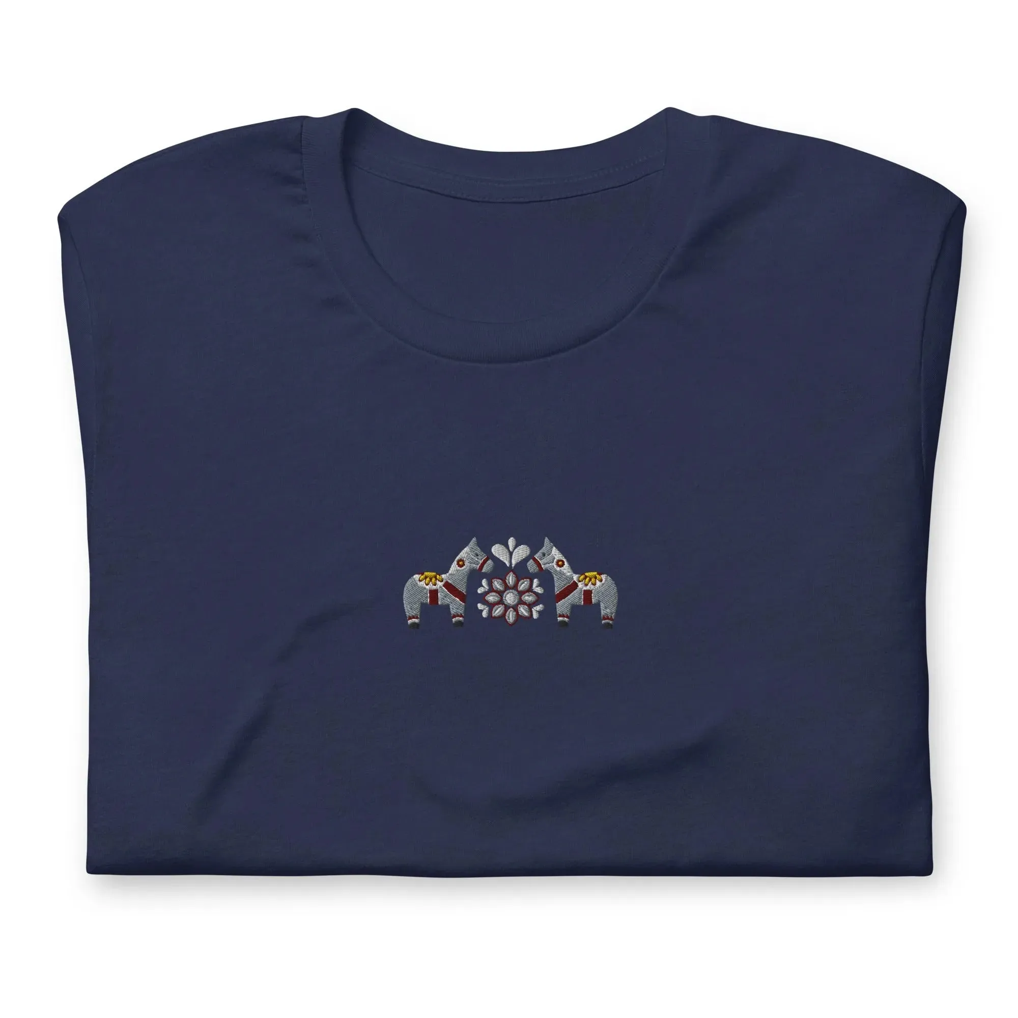 Swedish Gray Dala Horse Embroidered T-Shirt