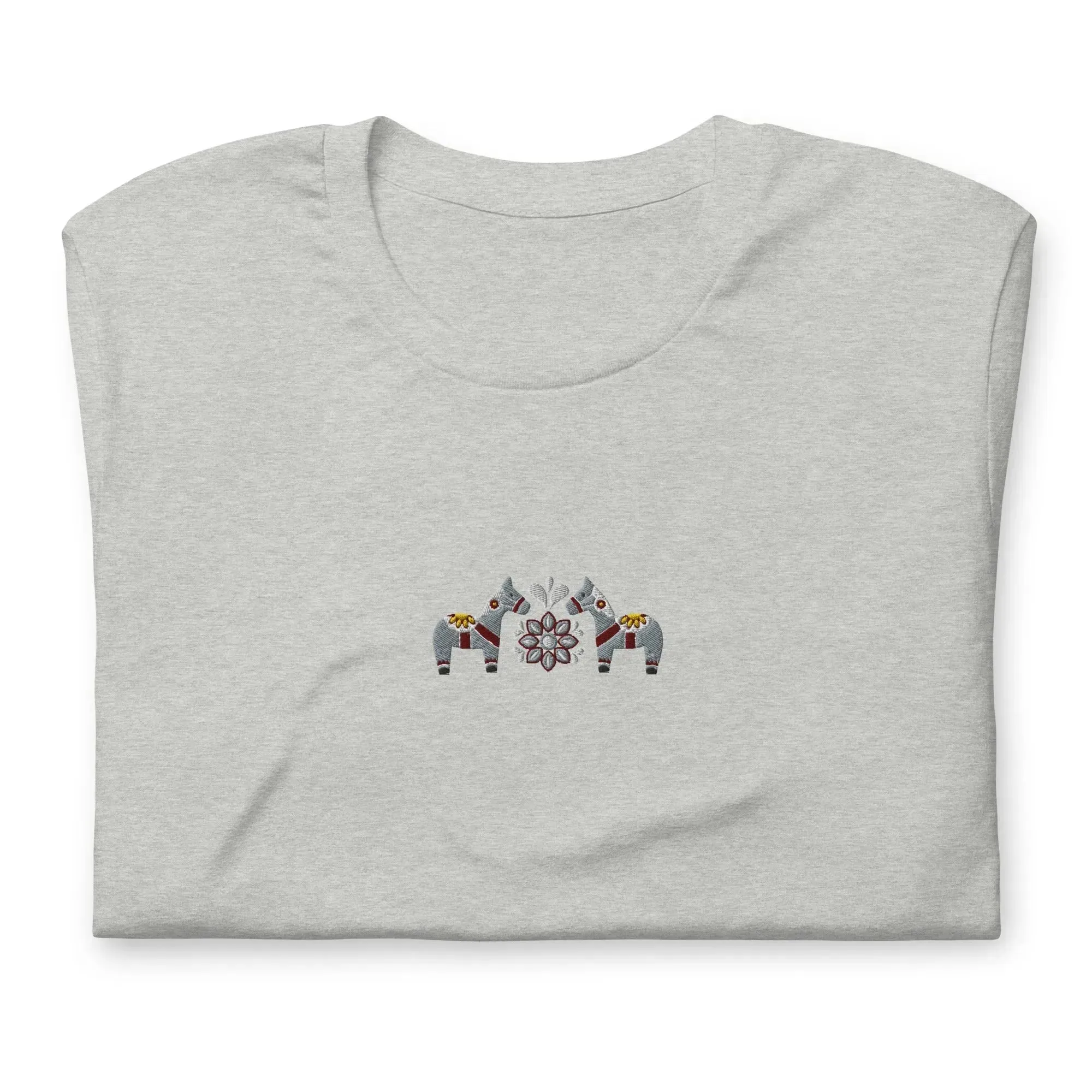 Swedish Gray Dala Horse Embroidered T-Shirt