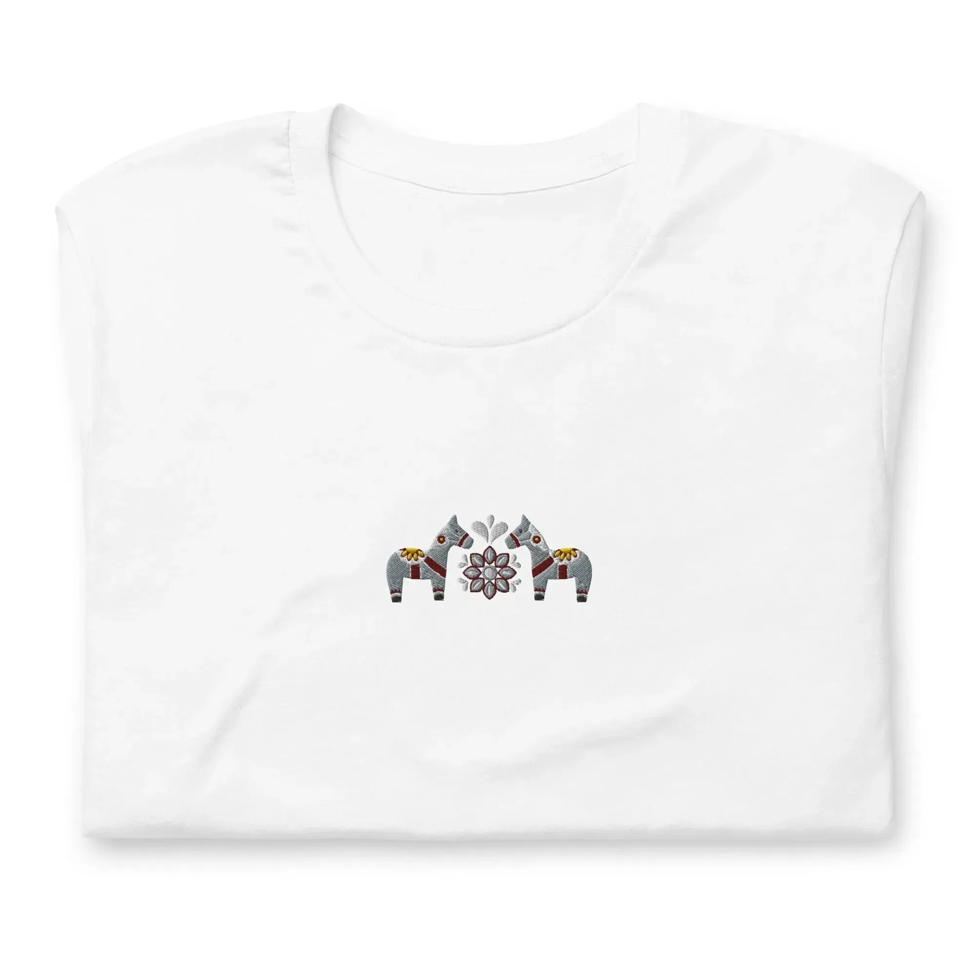 Swedish Gray Dala Horse Embroidered T-Shirt