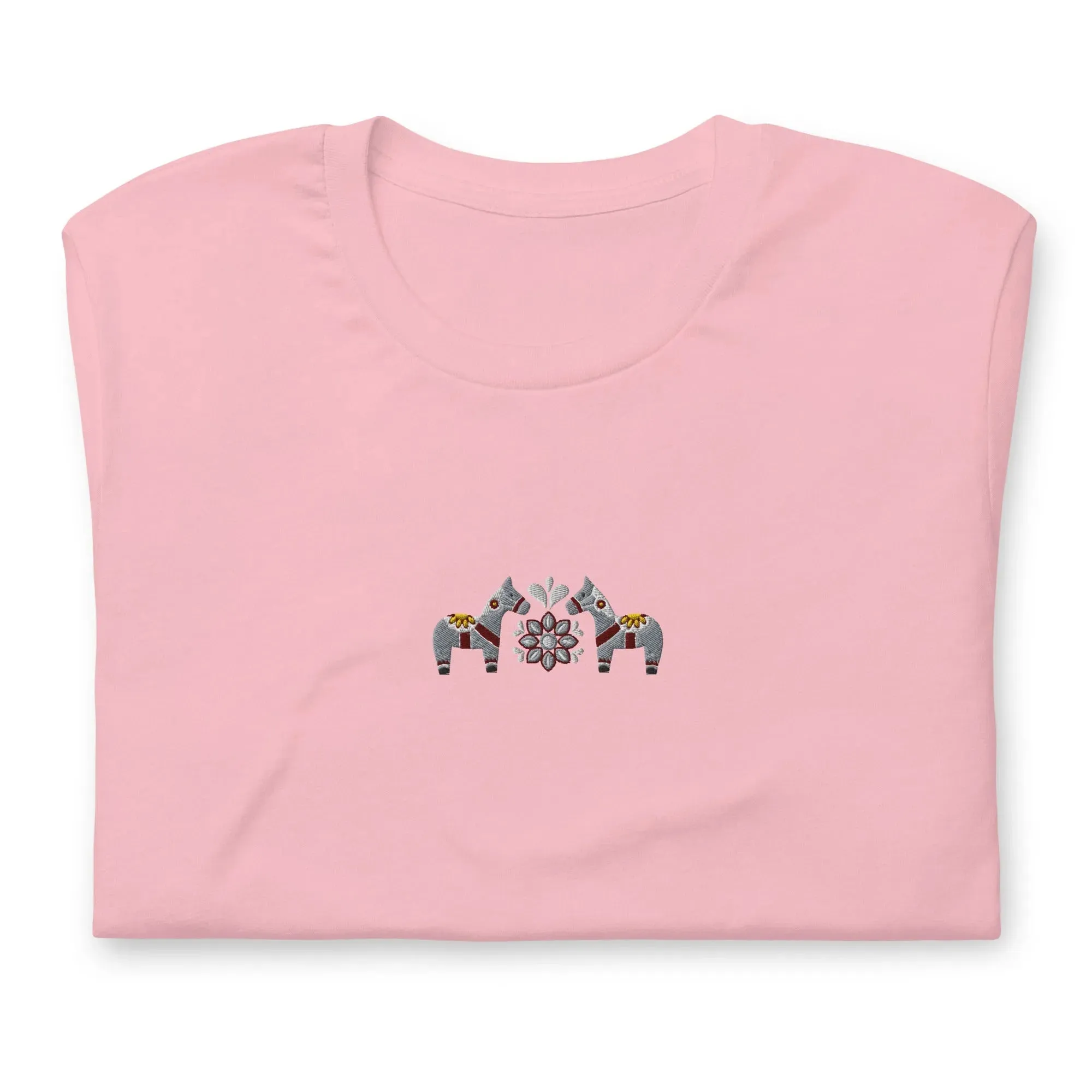 Swedish Gray Dala Horse Embroidered T-Shirt