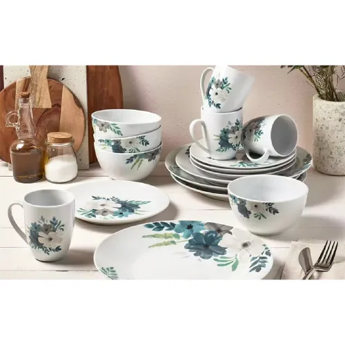 Tabletops Gallery Emily - 16 Piece Round Rim Dinnerware Set -Service Of 4