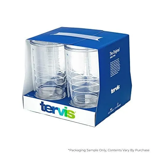 Tervis Made in USA Double Walled Clear & Colorful Tabletop Insulated Tumbler Cup Keeps Drinks Cold & Hot, 16oz - 4pk, Clear