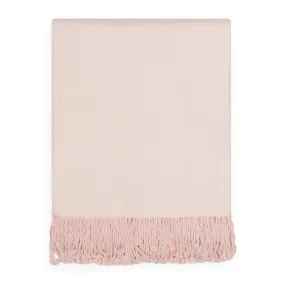 The Pale Pink Solid Fringed Throw Blanket