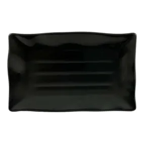 Thunder Group 24140BK Classic Black 13-1/2" x 9-1/8" Melamine Wavy Rectangular Plate, Pack of 12