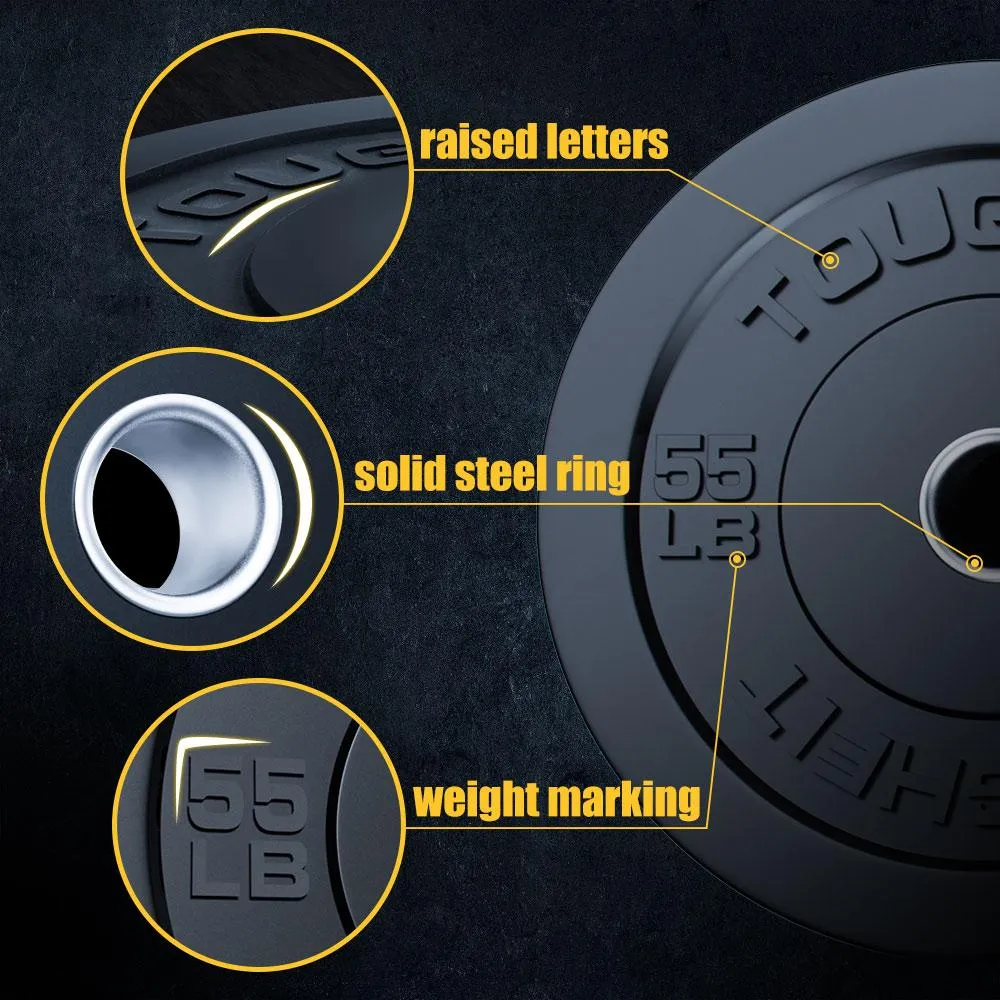 ToughFit Black Olympic Weight Plates Bumper Plates Set