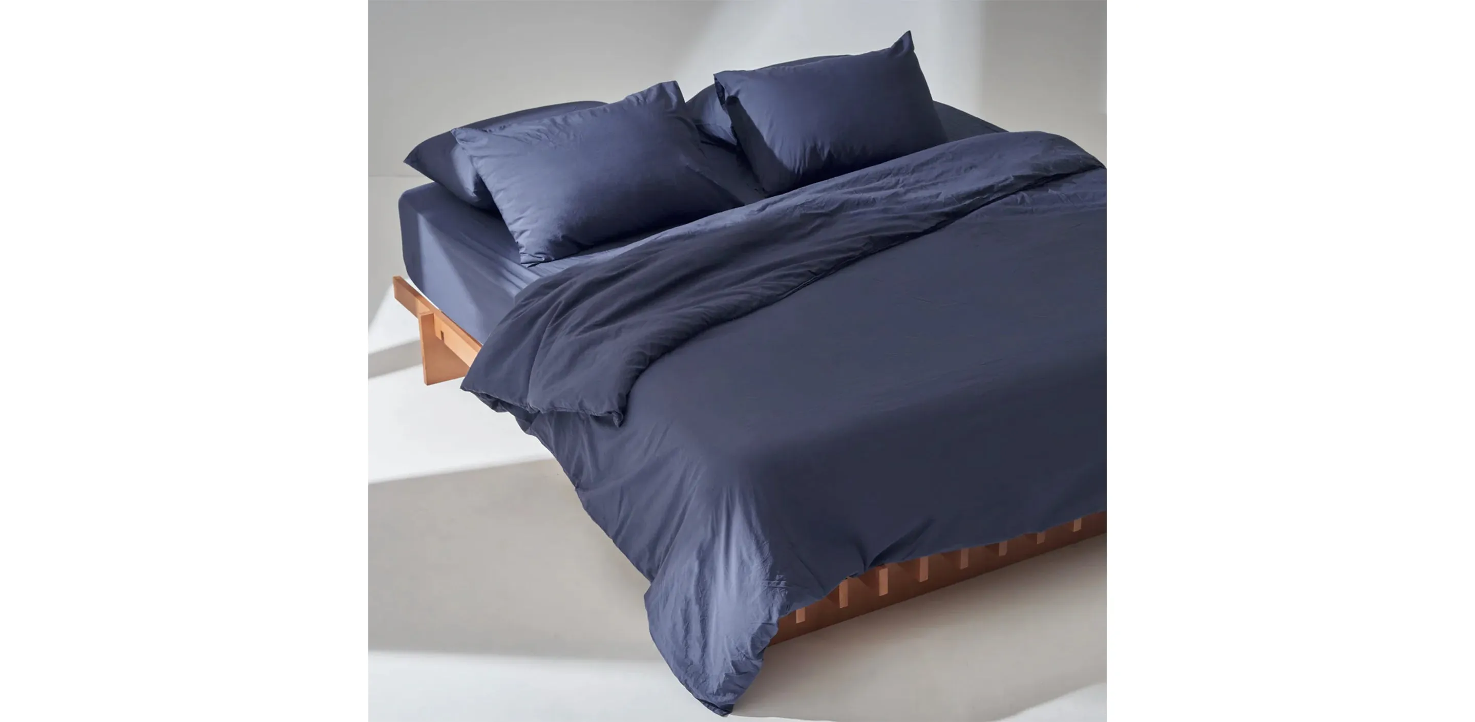 Washed Navy Duvet Cover - Percale Plain