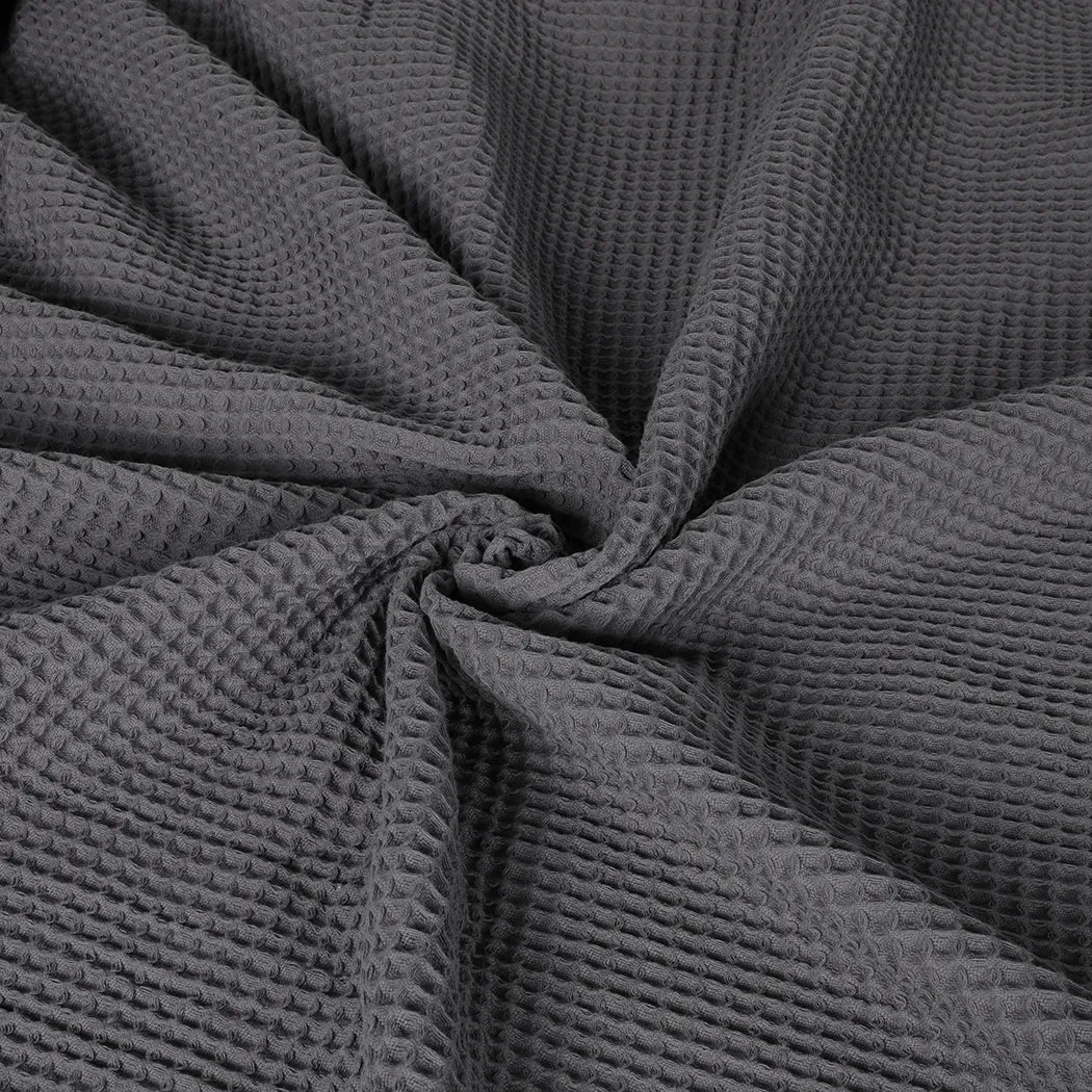 Webster Throw Soft Blanket Cotton Waffle Warm Large Sofa Bed Rugs King - Dark Grey