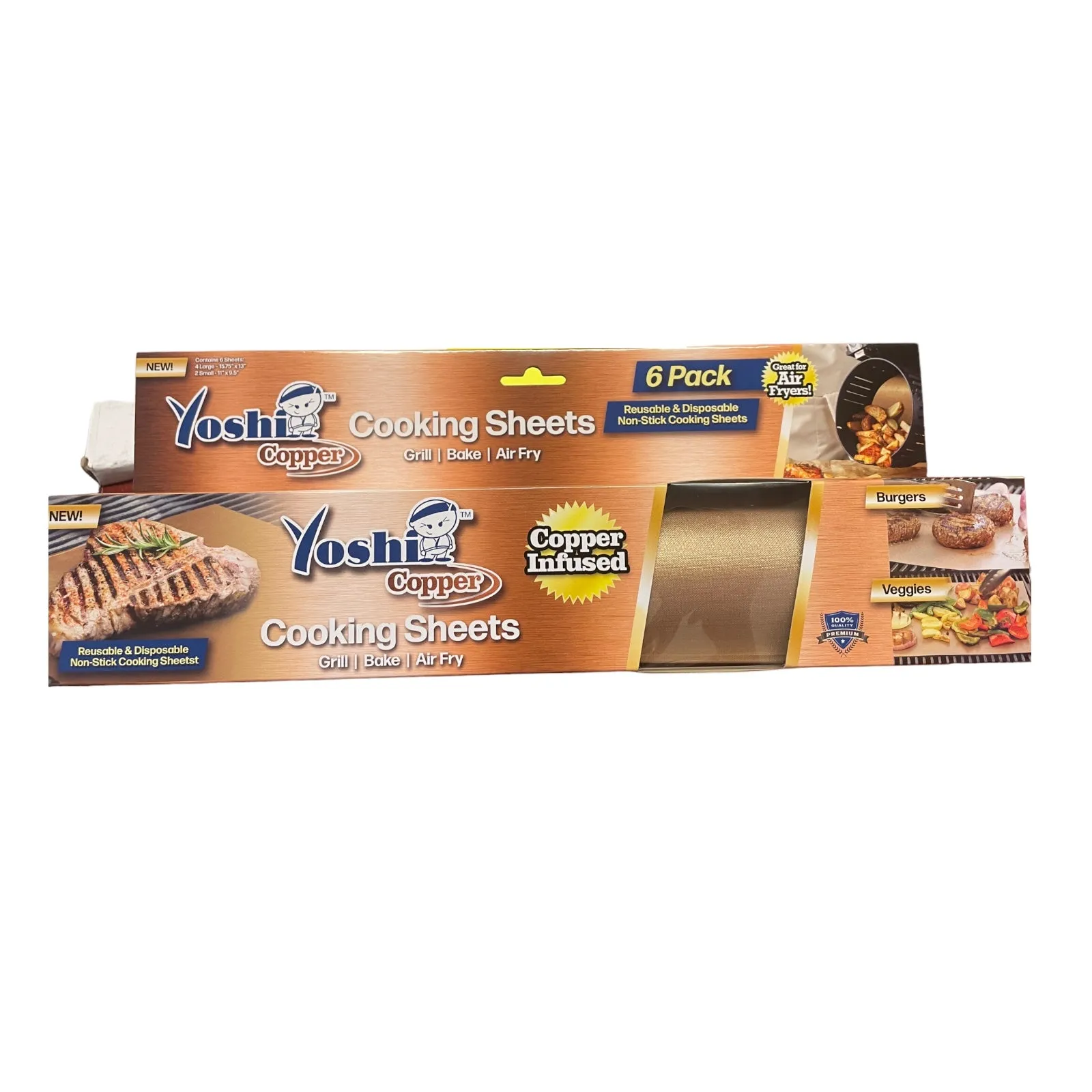 Yoshi Copper - Reusable & Disposable Non-Stick Cooking Sheets - 6 Pack